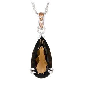 Brown Smoky Quartz w/ Andalusite Rhodium Over Sterling Silver Necklace 7.74ctw